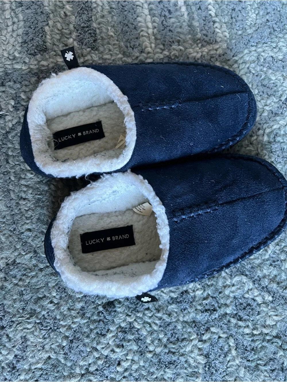Lucky Brand Kids Navy Slip-On Faux Shearling Lined Slippers